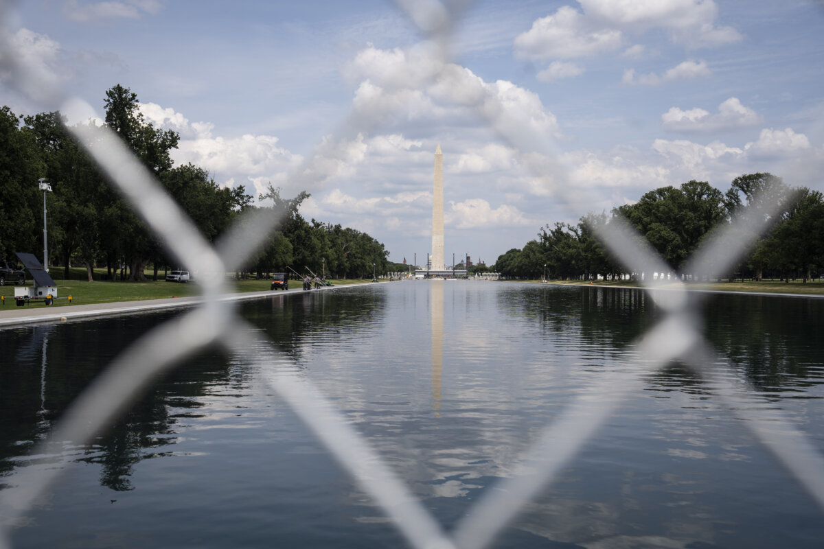 The Lincoln Memorial Reflecting Pool in Washington on June 26, 2026. (Madalina Kilroy/The Epoch Times)