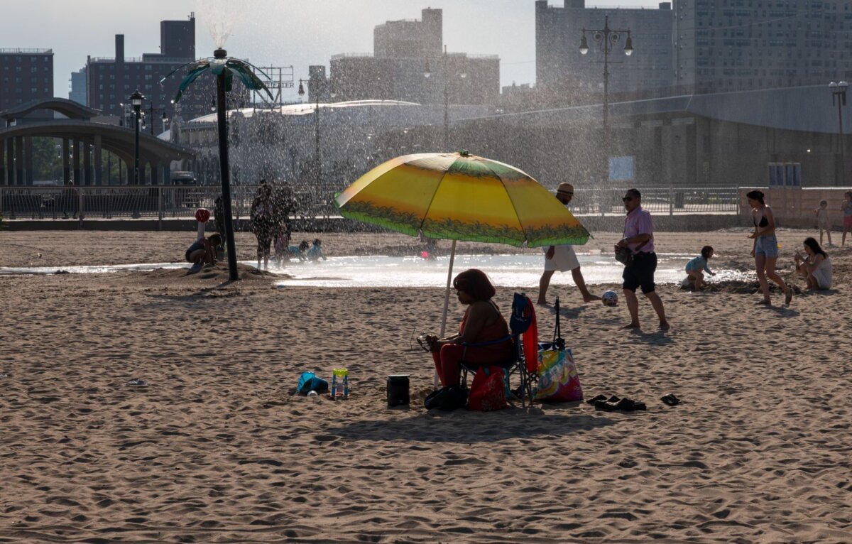 People cool off at Coney Island beach in the Brooklyn borough of New York City on June 29, 2026. A heat wave is forecast for much of the East Coast this week. (Spencer Platt/Getty Images)