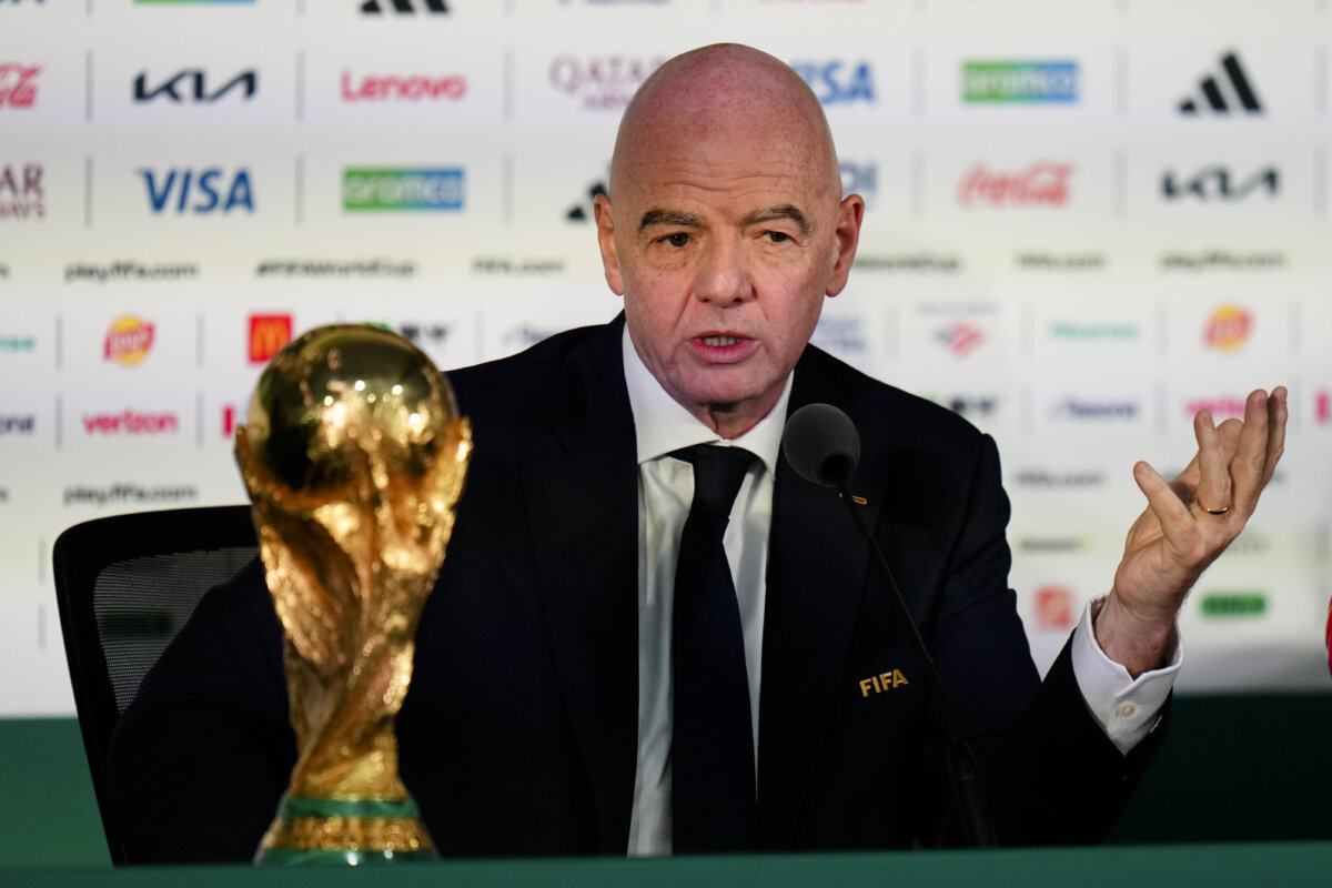 FIFA President Gianni Infantino at a news conference in Mexico City on June 10, 2026. (Eduardo Verdugo/AP Photo)