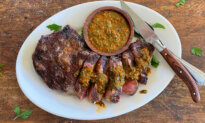 Ribeye Steaks With Roasted Red Pepper Chermoula Sauce