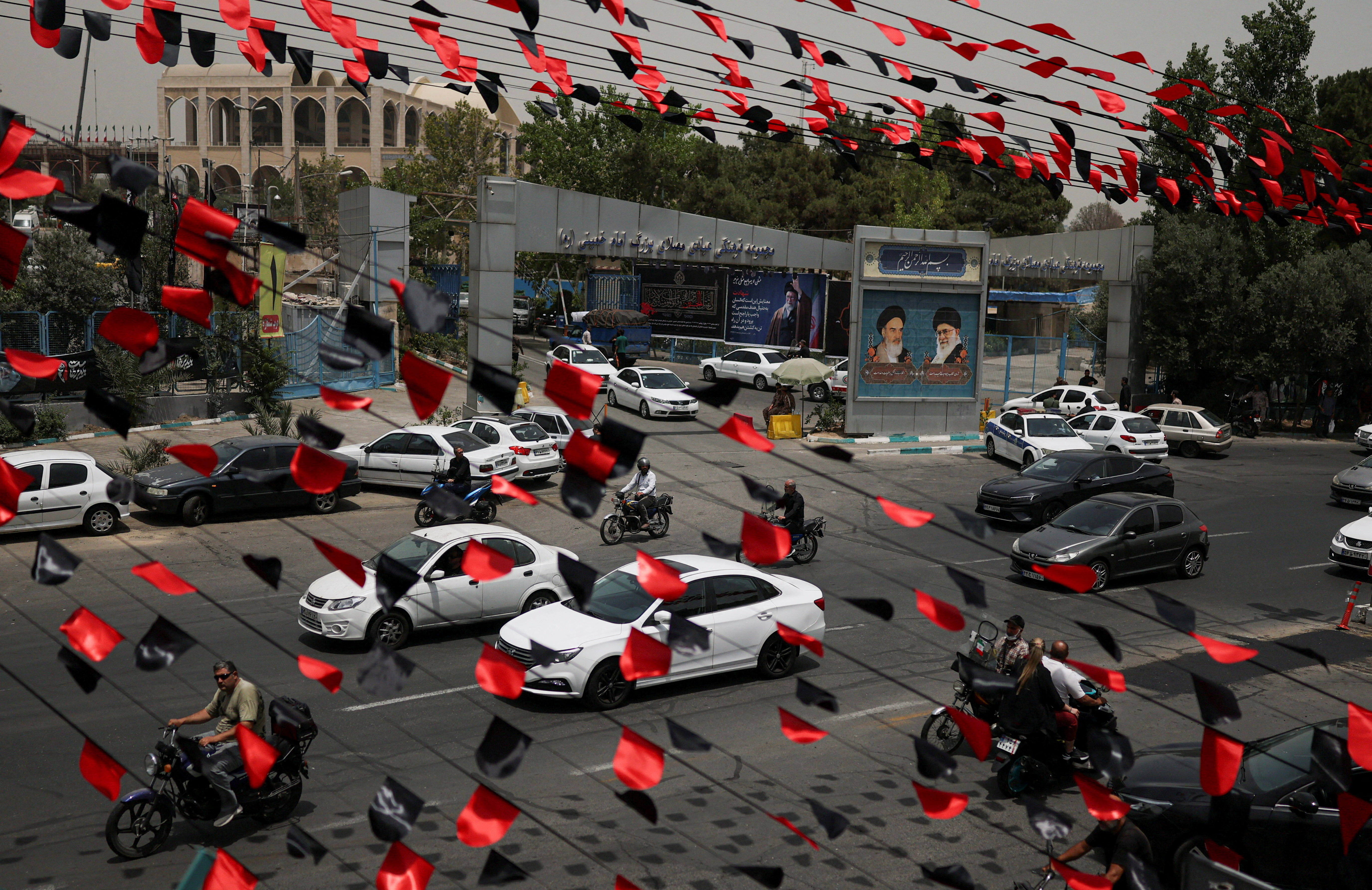 Iranians prepare for a farewell ceremony for late Supreme Leader Ayatollah Ali Khamenei