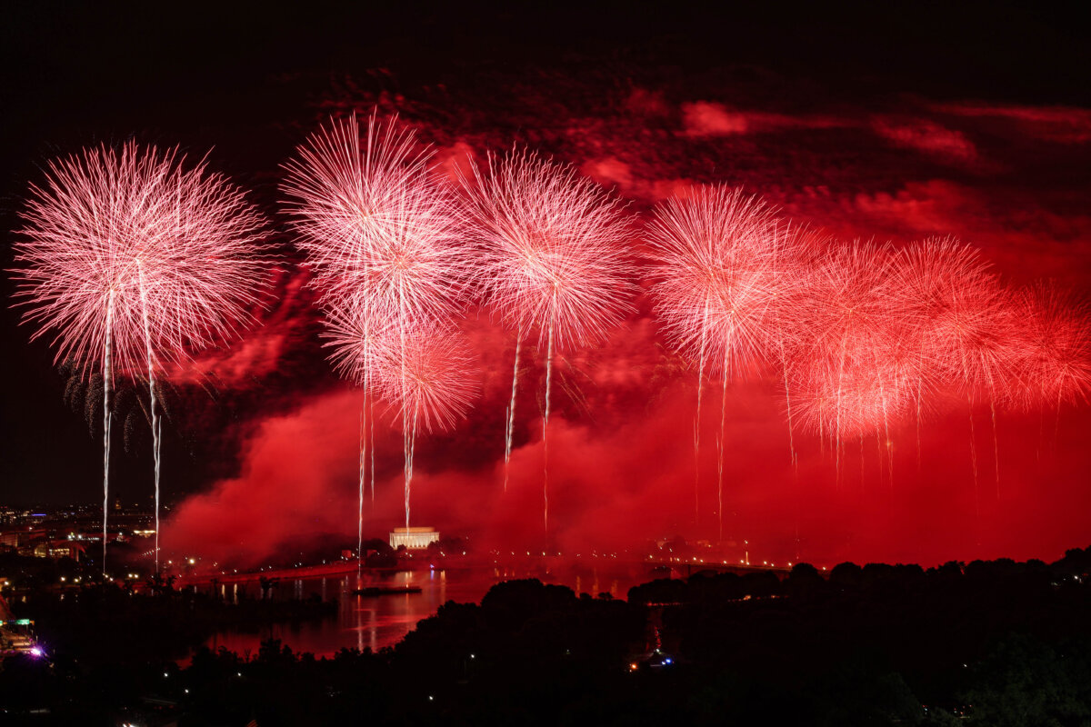 Fireworks burst in the skies during "Salute to America 250" Fourth of July celebrations in Washington on July 4, 2026. (Win McNamee/Getty Images)
