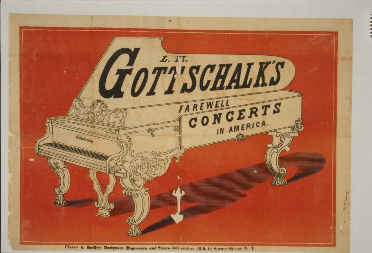 A poster for L.M. Gottschalk's farewell concerts in the United States in early 1865. (Public Domain)