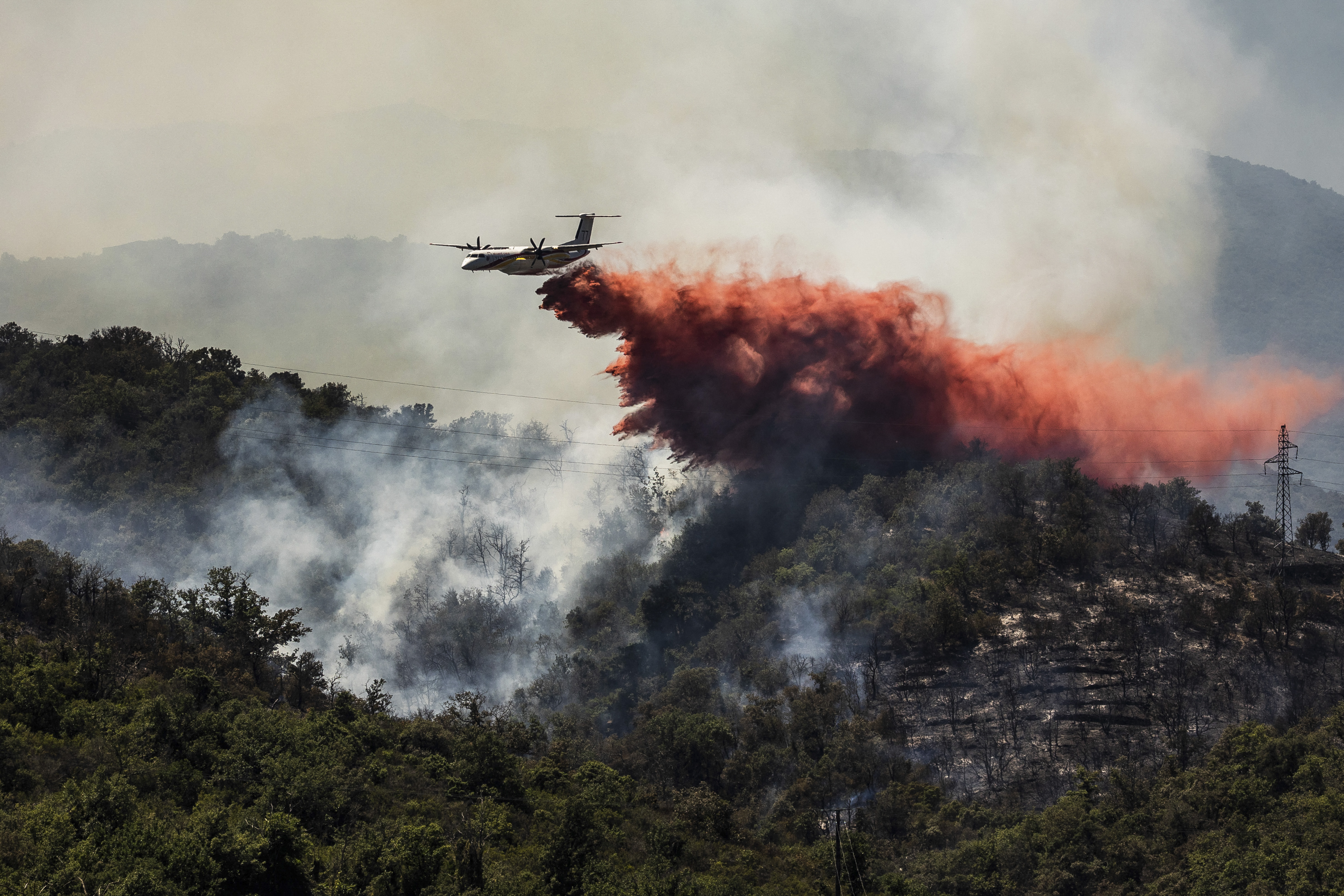 Day in Photos: Massive Wildfire in France, Military Drone Exercise, and Protest in India