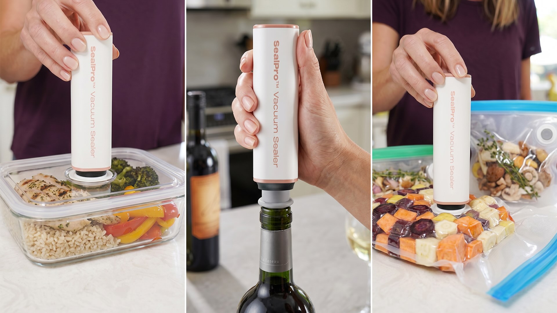 Portable & wireless, SealPro is a powerful vacuum sealer for everything in your home, and it fits in your kitchen drawer.