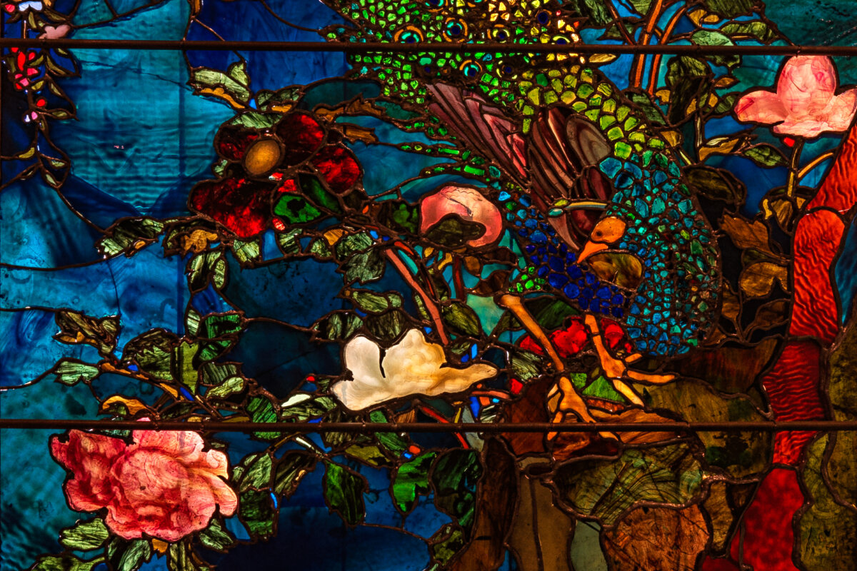 A detail from "Peacocks and Peonies I," 1882, by John La Farge. Smithsonian American Art Museum, Washington. (Public Domain)