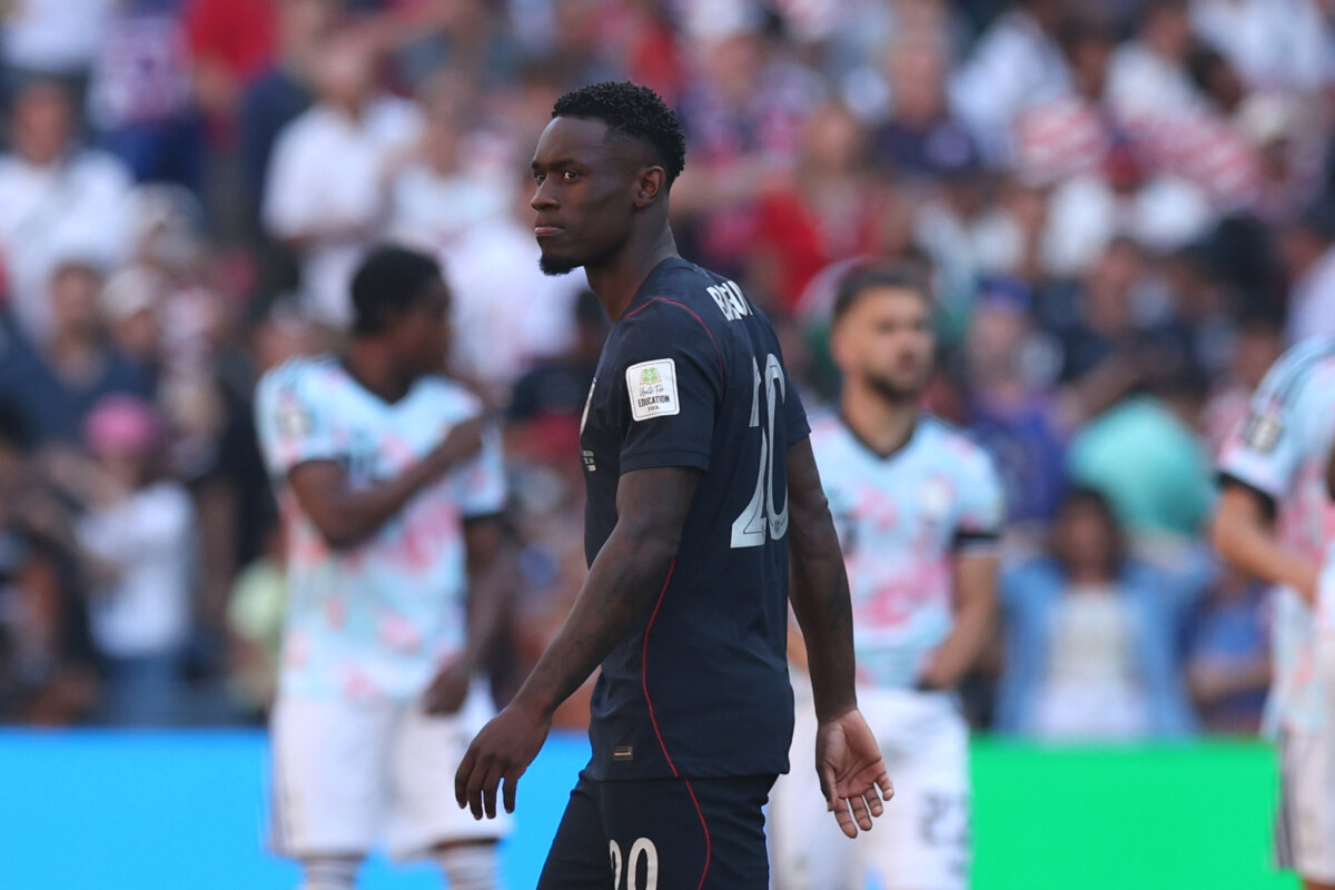 United States' Folarin Balogun (20) looks on before the start of the the World Cup round of 16 soccer match between the United States and Belgium in Seattle on July 6, 2026. (Maddy Grassy/AP Photo)