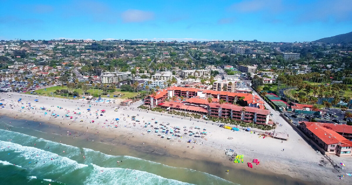 The La Jolla Shores Hotel and Marine Room complex is central to a visit to La Jolla, California. (Georgeanne Brennan)
