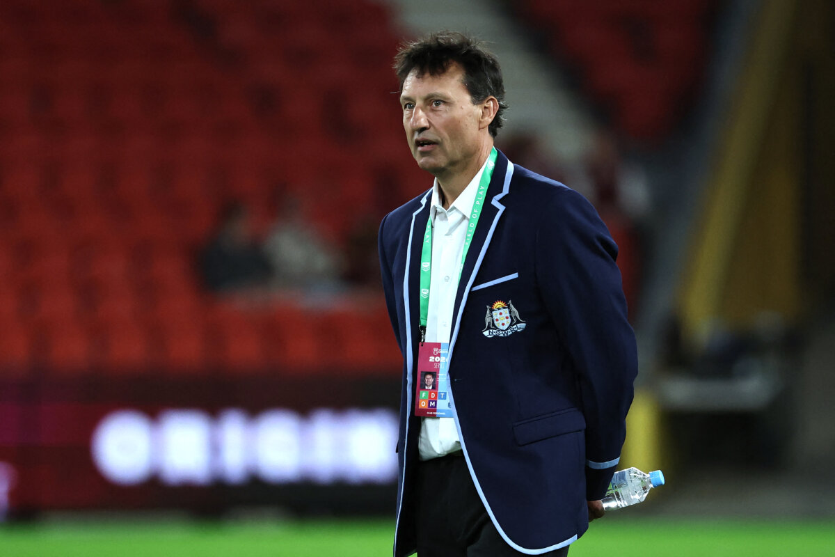 New South Wales Blues head coach Laurie Daley walks onto the field prior to Game Three of the men's State of Origin rugby league series between the New South Wales Blues and the Queensland Maroons in Brisbane, Australia, on July 8, 2026. (Tertius Pickard/AFP via Getty Images)