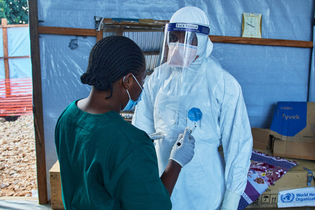 Health workers at Evangelical Medical Center in Bunia, Congo, on July 3, 2026. (Dirole Lotsima Dieudonne/AP Photo)