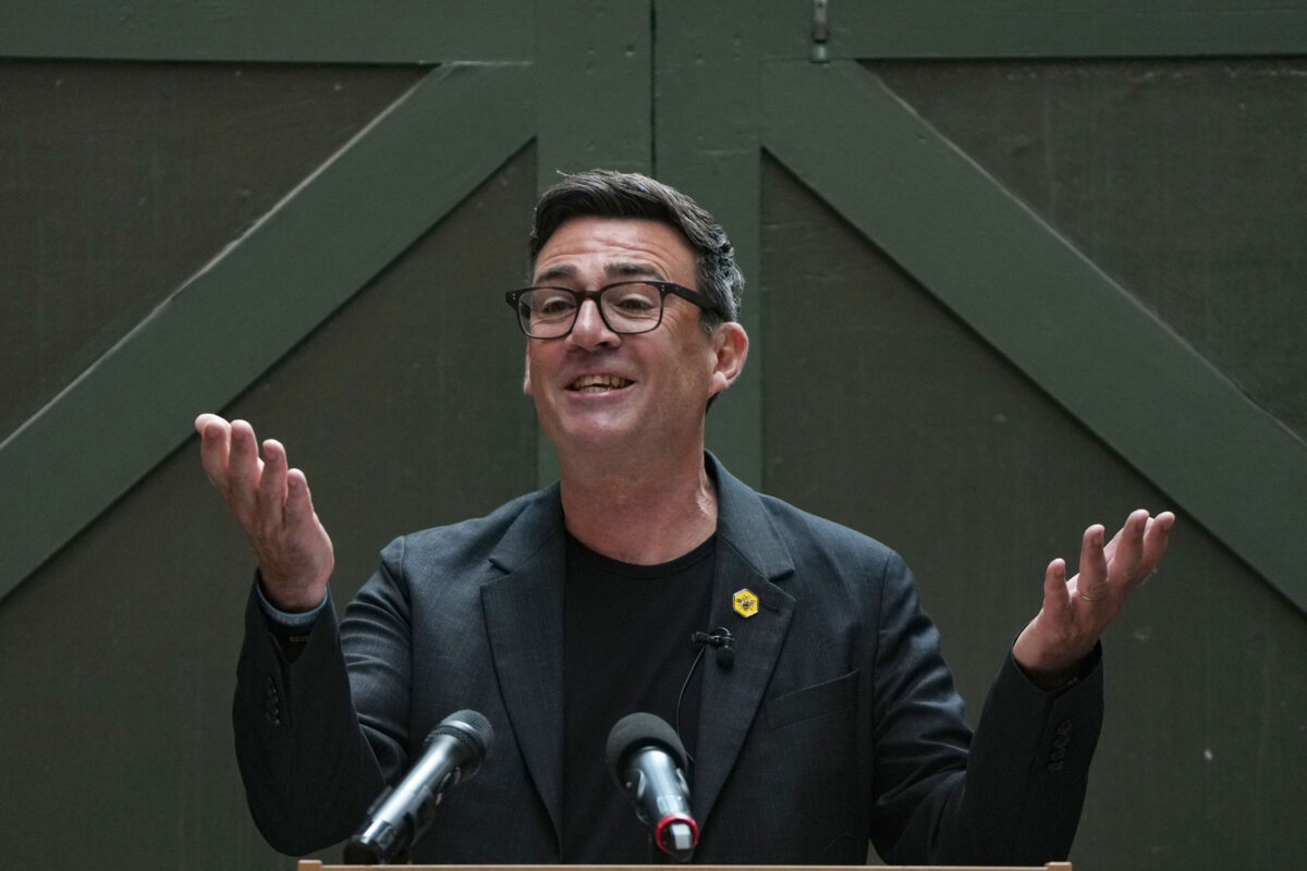 Labour party's Andy Burnham delivers a speech at the People's History Museum in Manchester, England, Monday, June 29, 2026.(AP Photo/Alastair Grant)