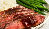 Broiled Flat Iron Steak with Soy Ginger Sauce