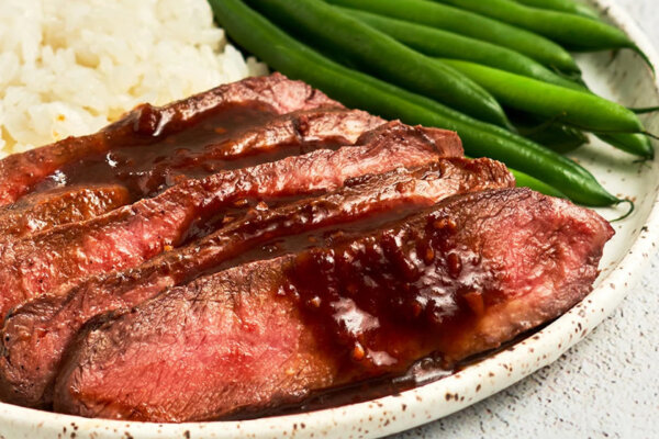 Broiled Flat Iron Steak with Soy Ginger Sauce