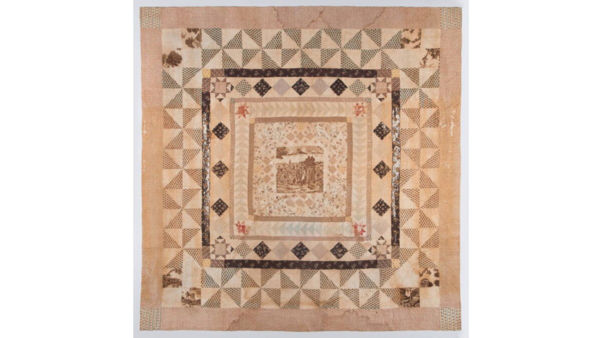 Penn Treaty Quilt, 1790–1802, by Martha Washington. Cotton, linen; 100 3/4 inches by 100 3/4 inches. Gift of Louisa Lear Eyre, 1931; Mount Vernon, Virginia. (Courtesy of the Mount Vernon Ladies' Association)
