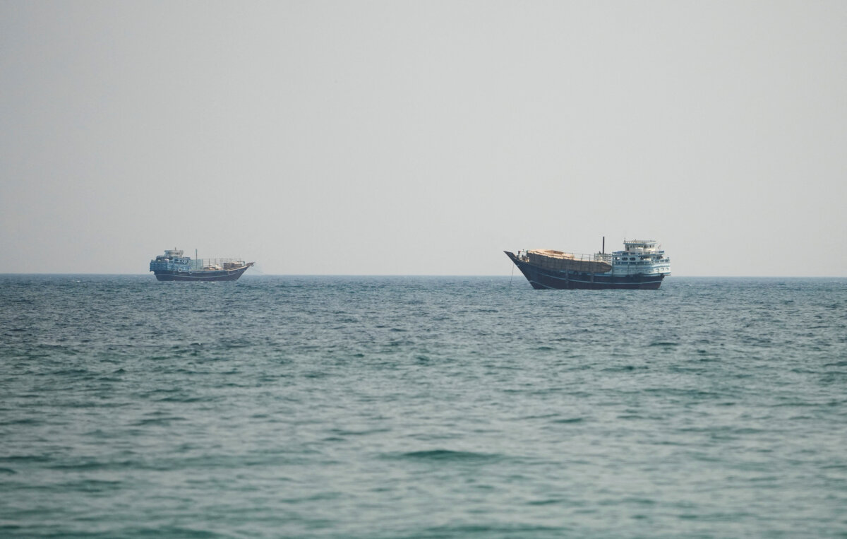 Vessels at the Strait of Hormuz, as seen from Musandam, Oman, on July 12, 2026. (Reuters)