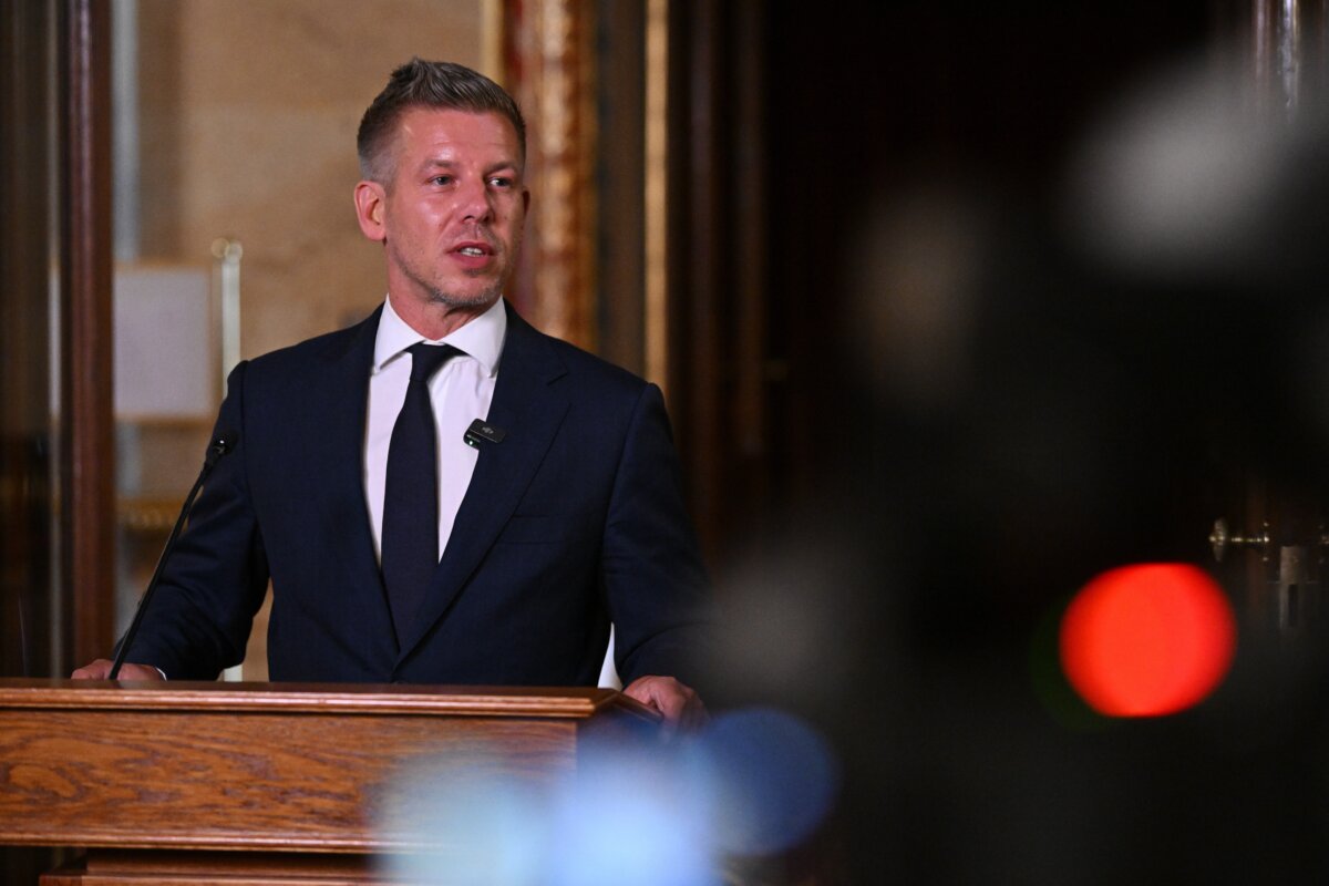 Hungarian Prime Minister Peter Magyar speaks to press following a vote on the 17th amendment to the Fundamental Law in parliament in Budapest, Hungary, on July 13, 2026. (Tamas Purger/MTI via AP)
