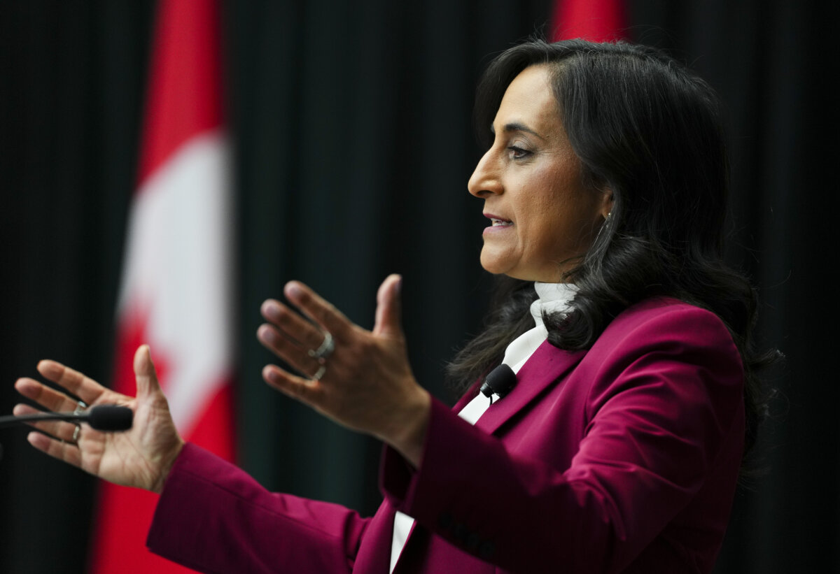 Minister of Foreign Affairs Anita Anand delivers a speech at the Global Heads of Mission Meeting in Ottawa on June 1, 2026. (The Canadian Press/Sean Kilpatrick)
