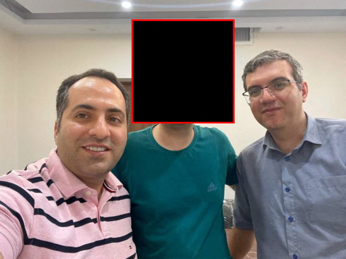 Mahdi Sadeghi, a dual U.S.-Iranian national, appears in an 2024 photo that federal prosecutors in Boston, Mass., obtained from his phone and included in a court filing on Jan. 13, 2025 that depicts Sadeghi with two other individuals, including Mohammad Abedini, who remains a fugitive. (U.S. Department of Justice/Handout via Reuters)