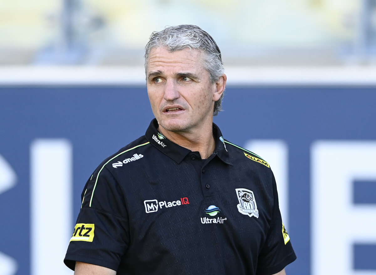 Panthers coach Ivan Cleary looks on before the start of the round 17 NRL match between North Queensland Cowboys and Penrith Panthers in Townsville, Australia, on June 27, 2026. (Ian Hitchcock/Getty Images)