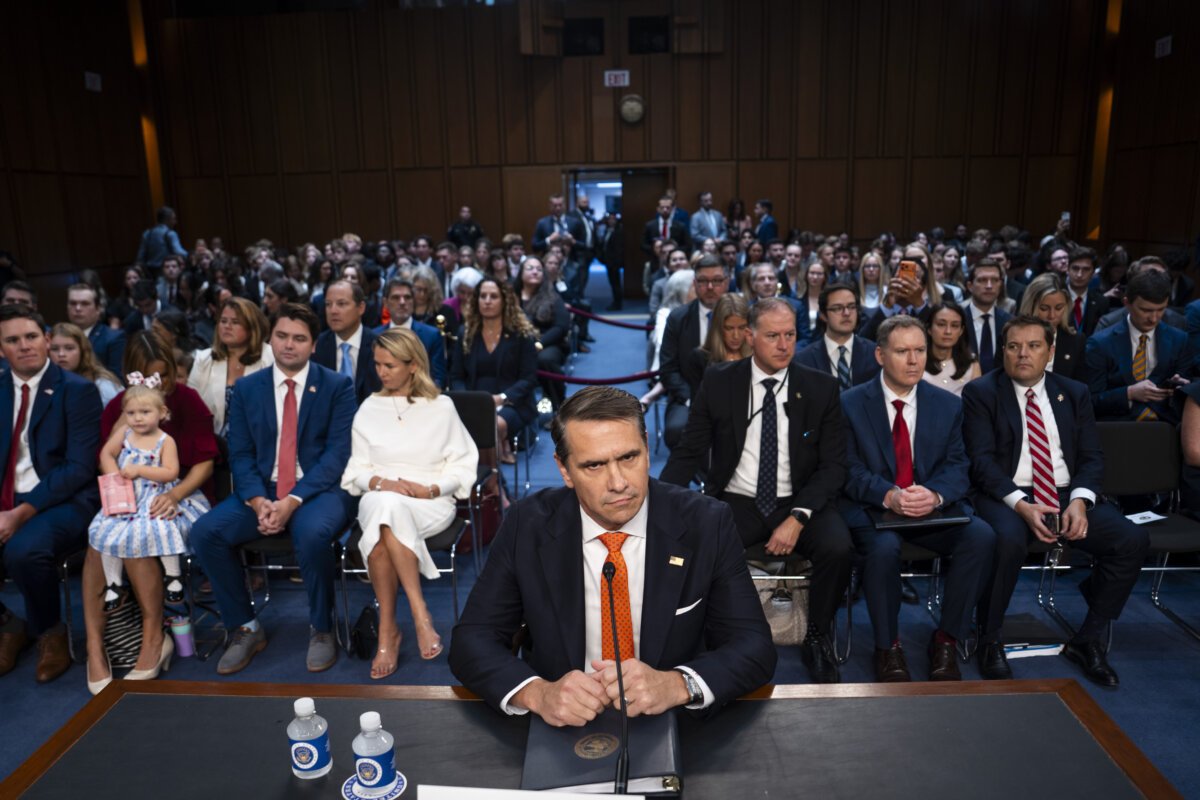 Todd Blanche, the acting attorney general nominated to lead the Department of Justice, arrives to testify for his confirmation hearing on Capitol Hill in Washington, on July 15, 2026. (Madalina Kilroy/The Epoch Times)