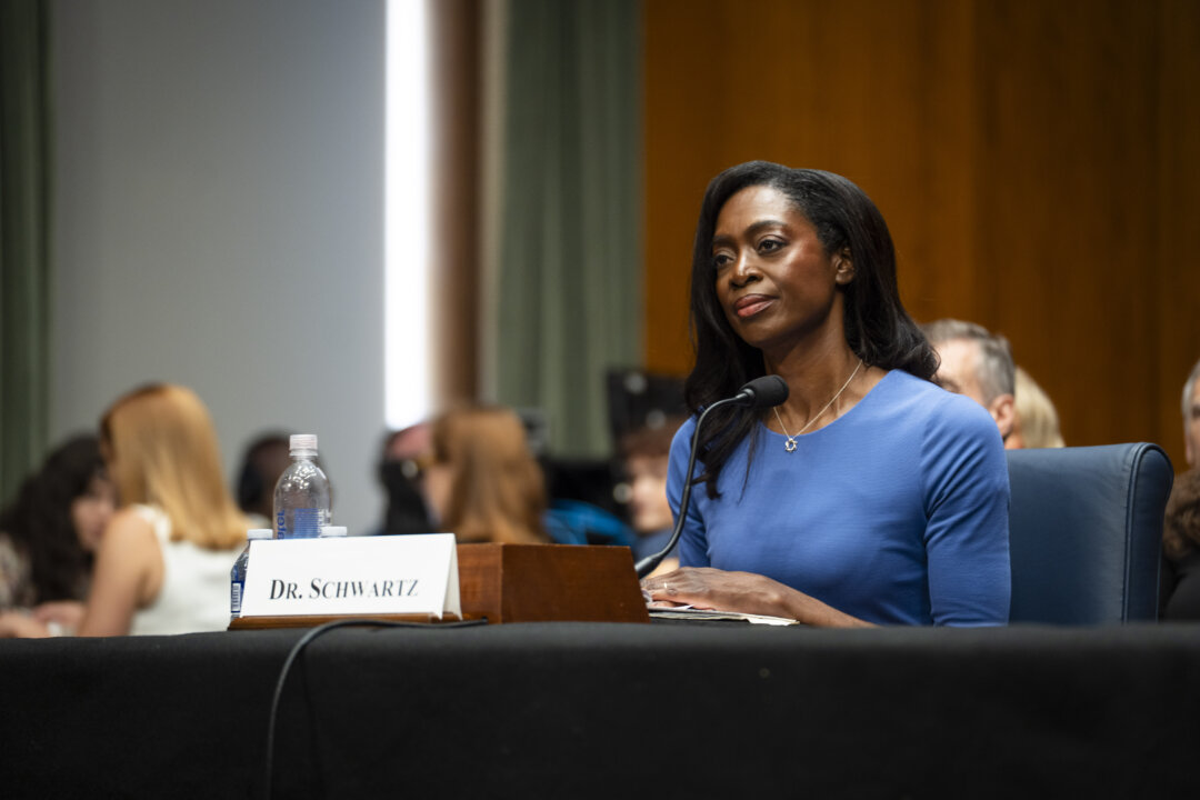 Dr. Erica Schwartz, nominee for director of the Centers for Disease Control and Prevention, testifies before the Senate Committee on Health, Education, Labor and Pensions, on Capitol Hill in Washington, on July 15, 2026. (Madalina Kilroy/The Epoch Times)