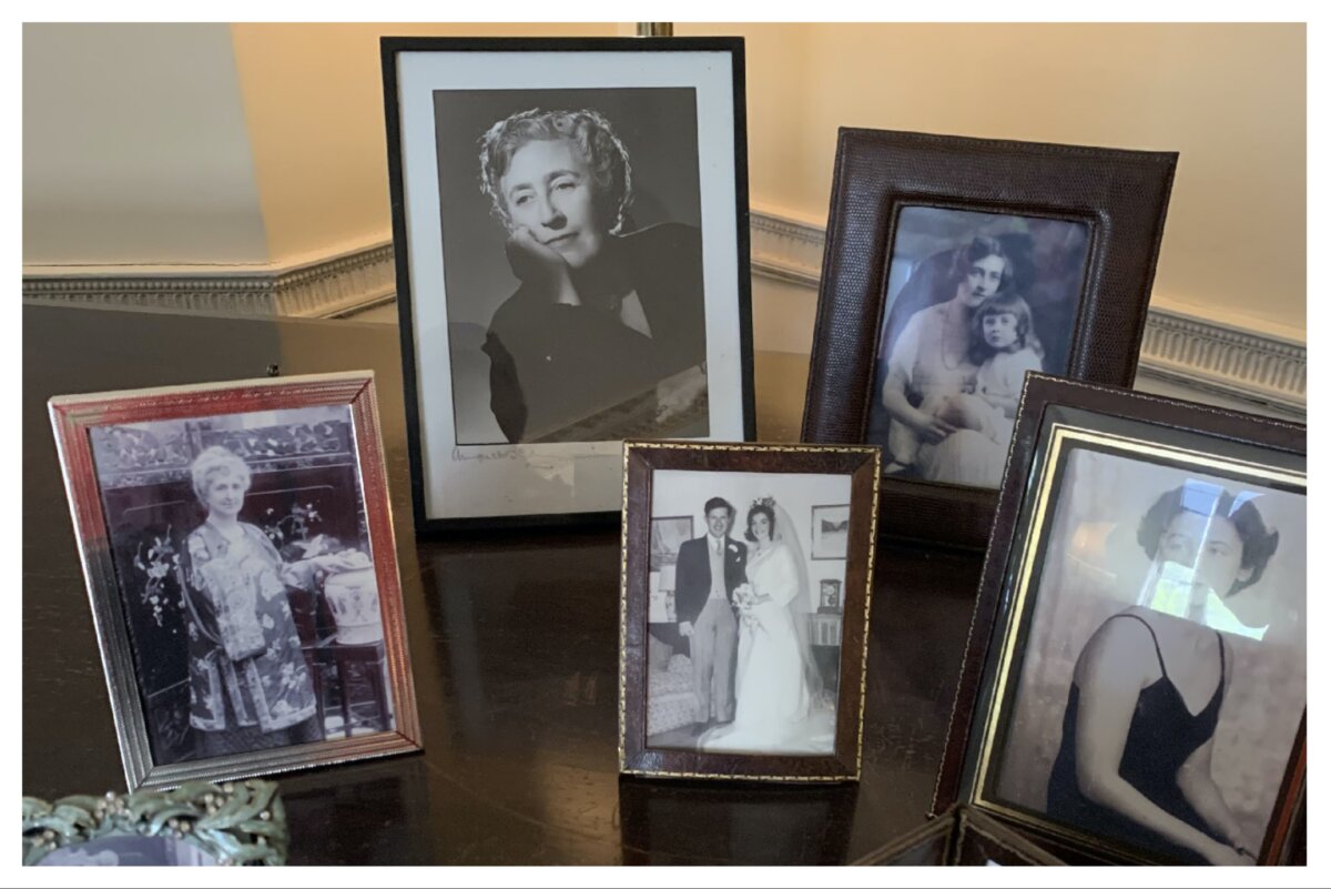 Family memories, with a portrait of Agatha Christie at the back, adorn Greenway, the author’s home on the south coast of England. Cropped image. (Courtesy of Carl H. Larsen)