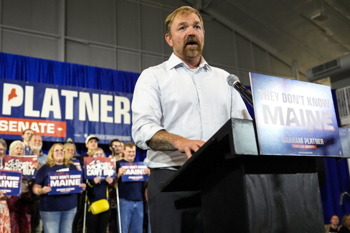 Democratic U.S. Senate candidate Graham Platner speaks during a primary election night watch party after winning the Democratic nomination in Blue Hill, Maine, on June 9, 2026. (Robert F. Bukaty/AP Photo)