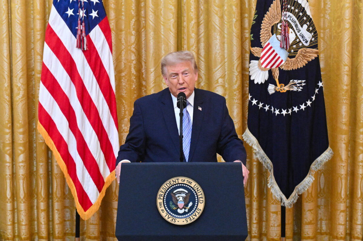 President Donald Trump addresses the nation from the East Room of the White House on July 16, 2026. (Saul Loeb / Pool / AFP via Getty Images)