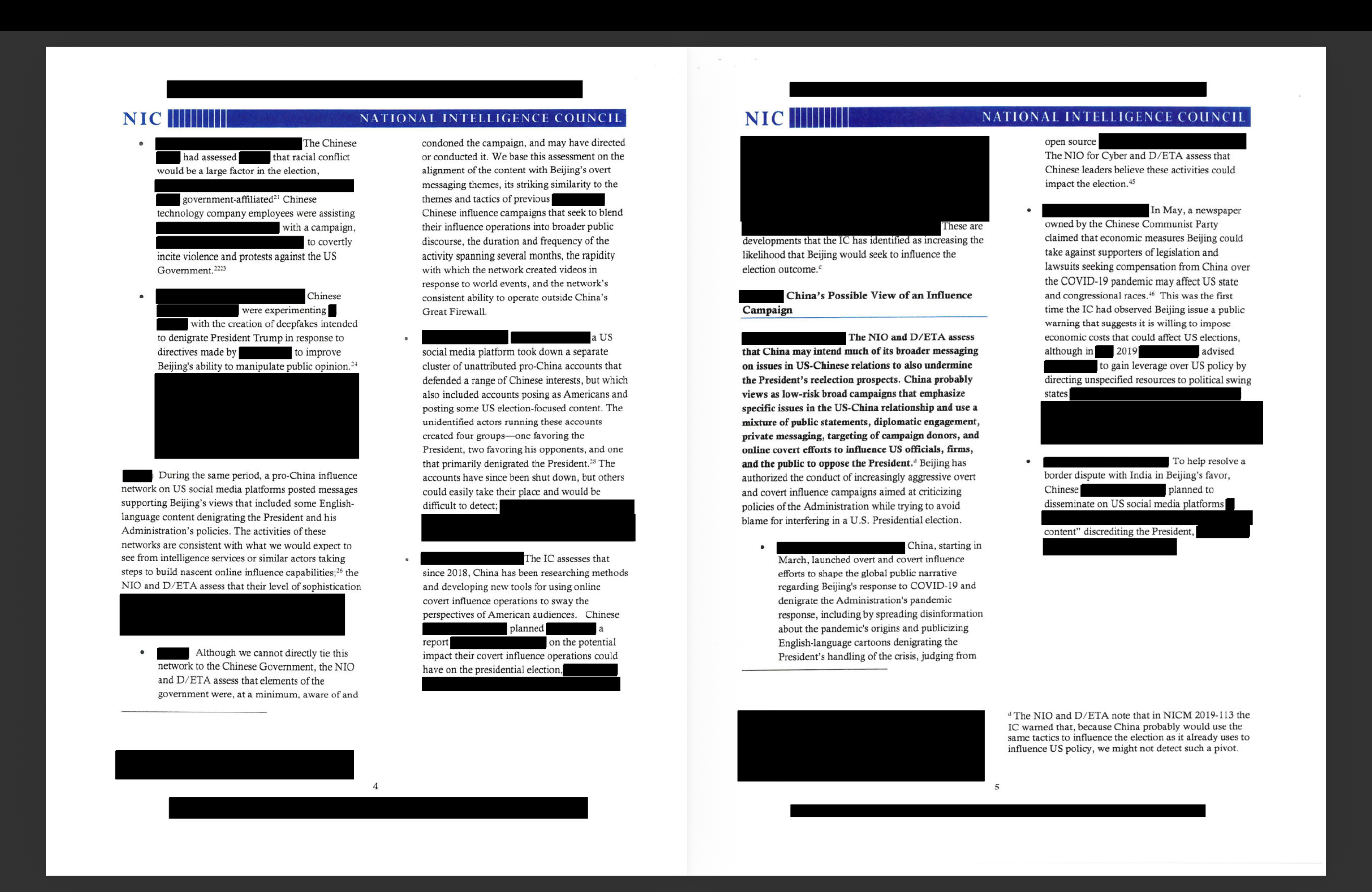 NIC documents declassified