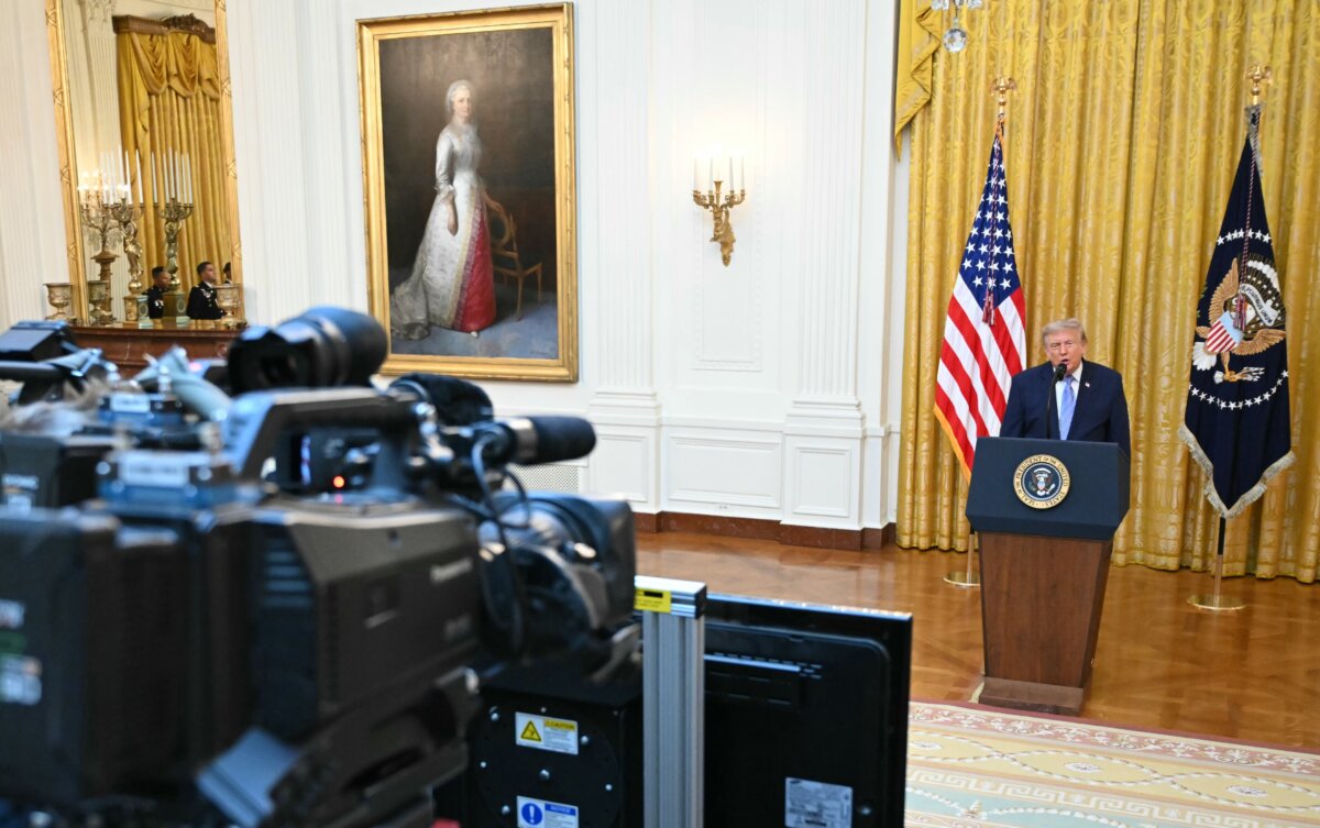 President Donald Trump addresses the nation from the East Room of the White House on July 16, 2026 in Washington, DC. (Saul Loeb/Pool - Getty Images)