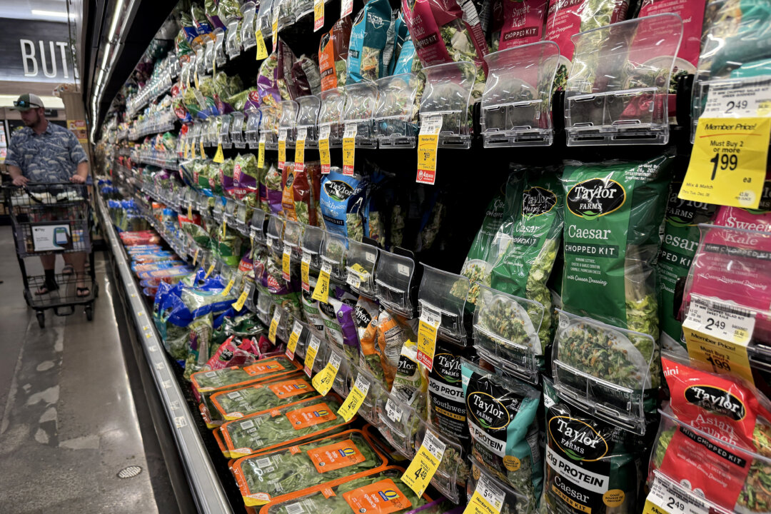 Packages of lettuce in a Safeway in Kings Beach, Calif., on July 16, 2026. (Justin Sullivan/Getty Images)