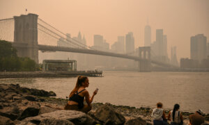 View of New York in the Smoke From Wildfires in Canada