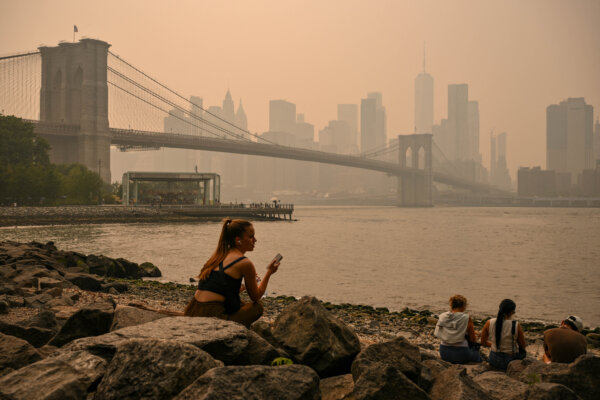 View of New York in the Smoke From Wildfires in Canada