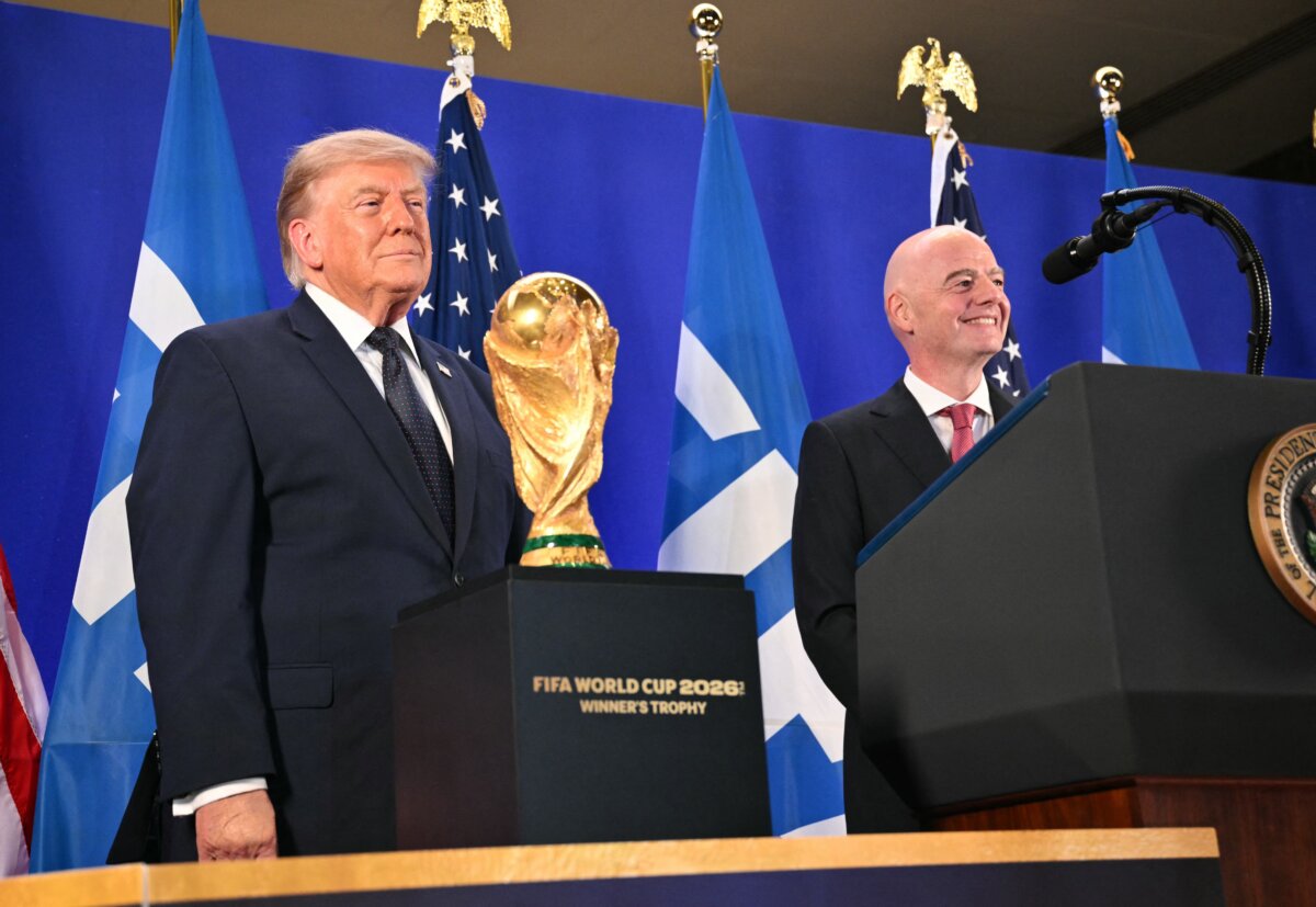 President Donald Trump and FIFA President Gianni Infantino attend a FIFA reception at Trump Tower in New York on July 17, 2026. (Mandel Ngan /AFP via Getty Images)