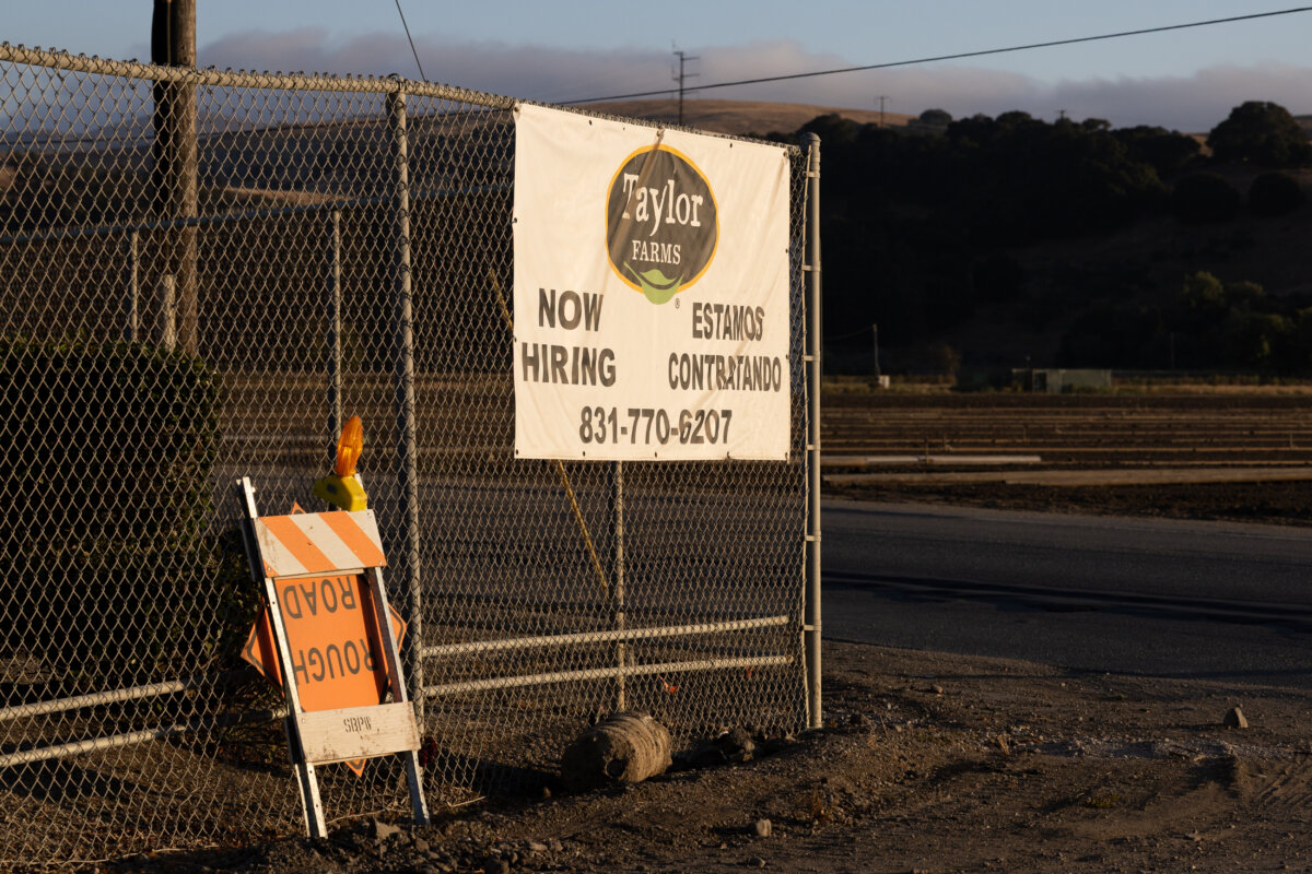 A Taylor Farms sign is displayed at one of their facilities on in San Juan Bautista, Calif., on July 17, 2026. Taylor Farms, a global fresh produce supplier, is allegedly connected to a recent cyclosporiasis outbreak. (Benjamin Fanjoy/Getty Images)