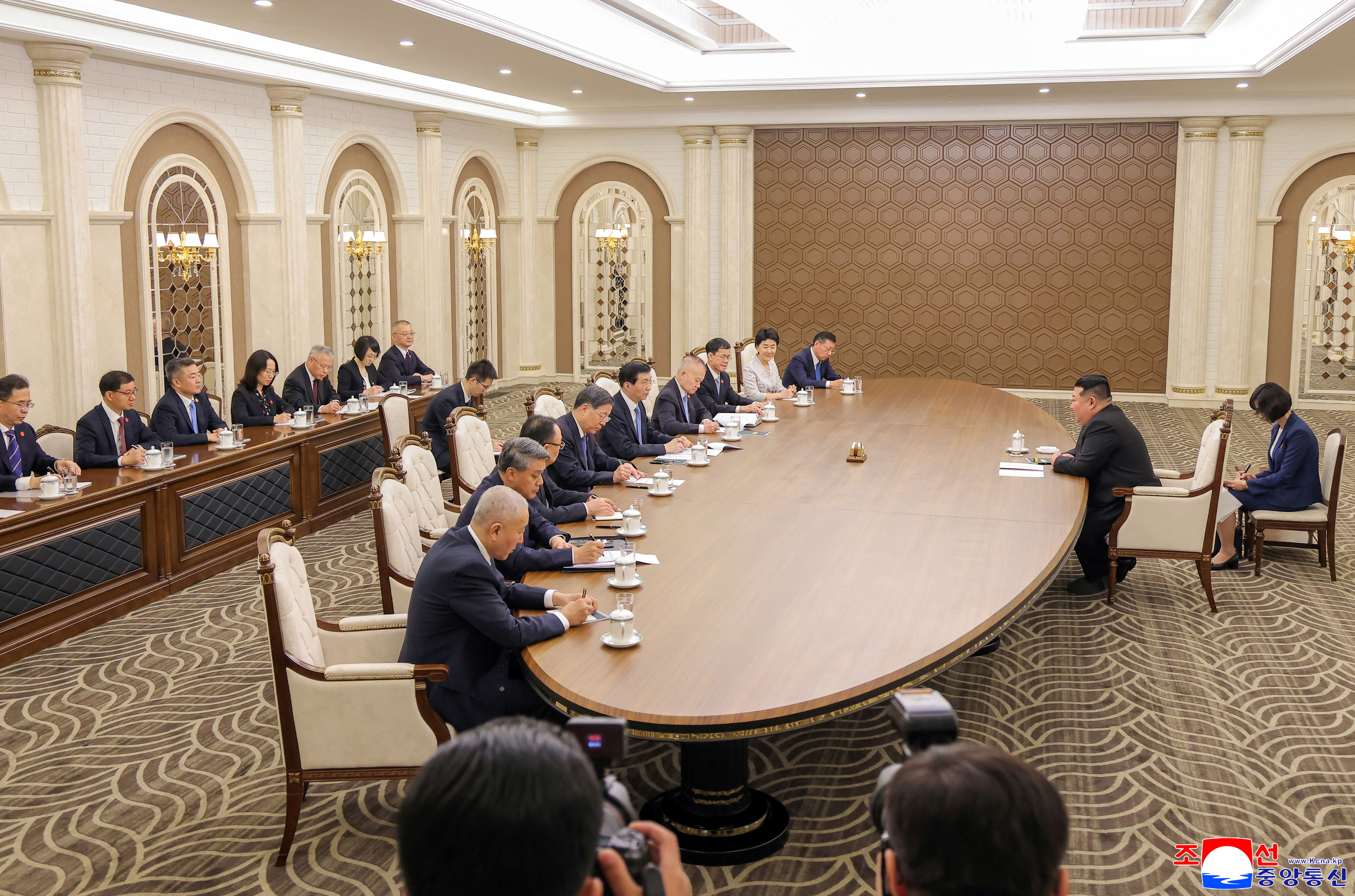 North Korean leader Kim Jong Un meets China's Wang Huning