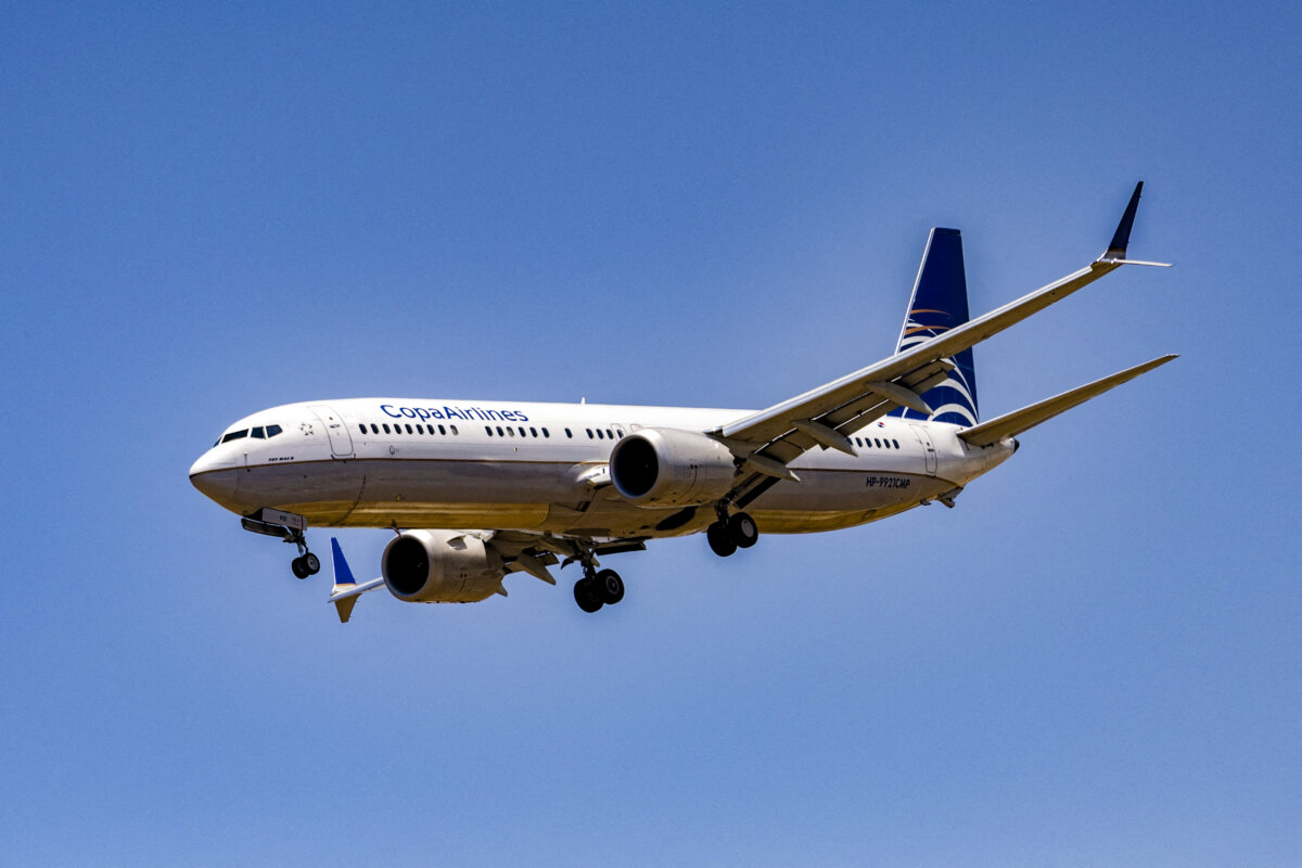 A Copa Airlines Boeing 737 MAX 9 lands at Los Angeles International Airport, in Los Angeles, Calif., on June 14, 2026. (Etienne Laurent/AFP via Getty Images)