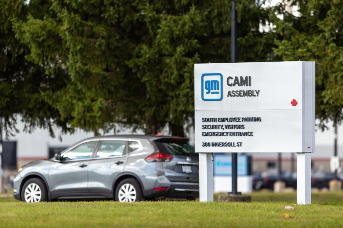 The GM-CAMI assembly plant in Ingersoll, Ont., on Oct. 21, 2025. (The Canadian Press/Mark Spowart)