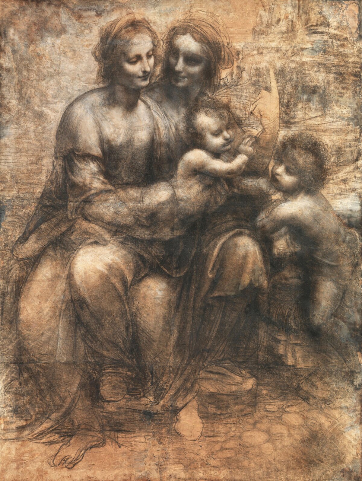 «Эскиз из Берлингтон-Хауса», 1506–1508 гг., автор — Леонардо да Винчи. Монументальный рисунок Леонардо, выполненный углем и красным мелом и хранящийся в Лондонской Национальной галерее, похож на тот, что вдохновил меня в 11 лет. (Rawpixel.com/Shutterstock)