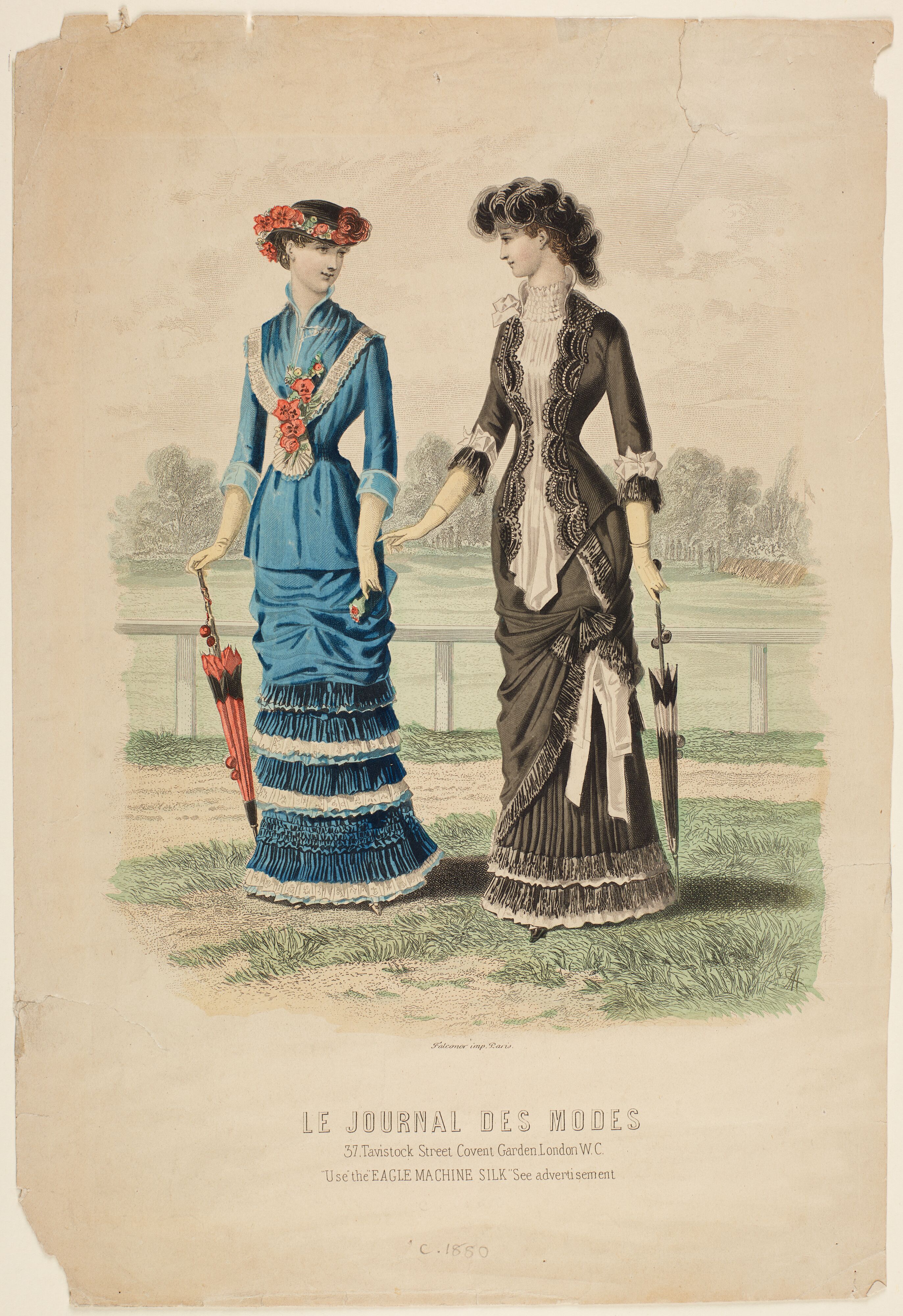 Fashion plate, 1880Coloured engraving on paper Published by Le Journal des Modes, London