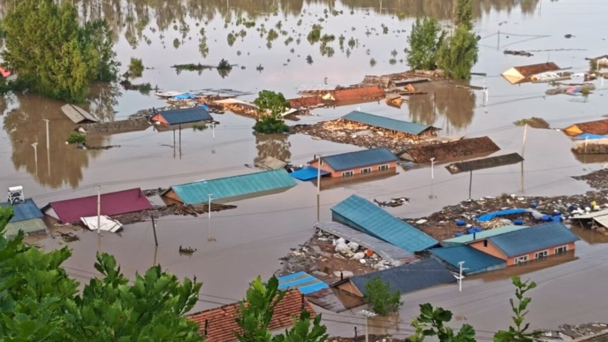 Flood damage in Shaheyan Township, Dunhua, Jilin Province, northeastern China, on July 15, 2026. (Courtesy of a resident)