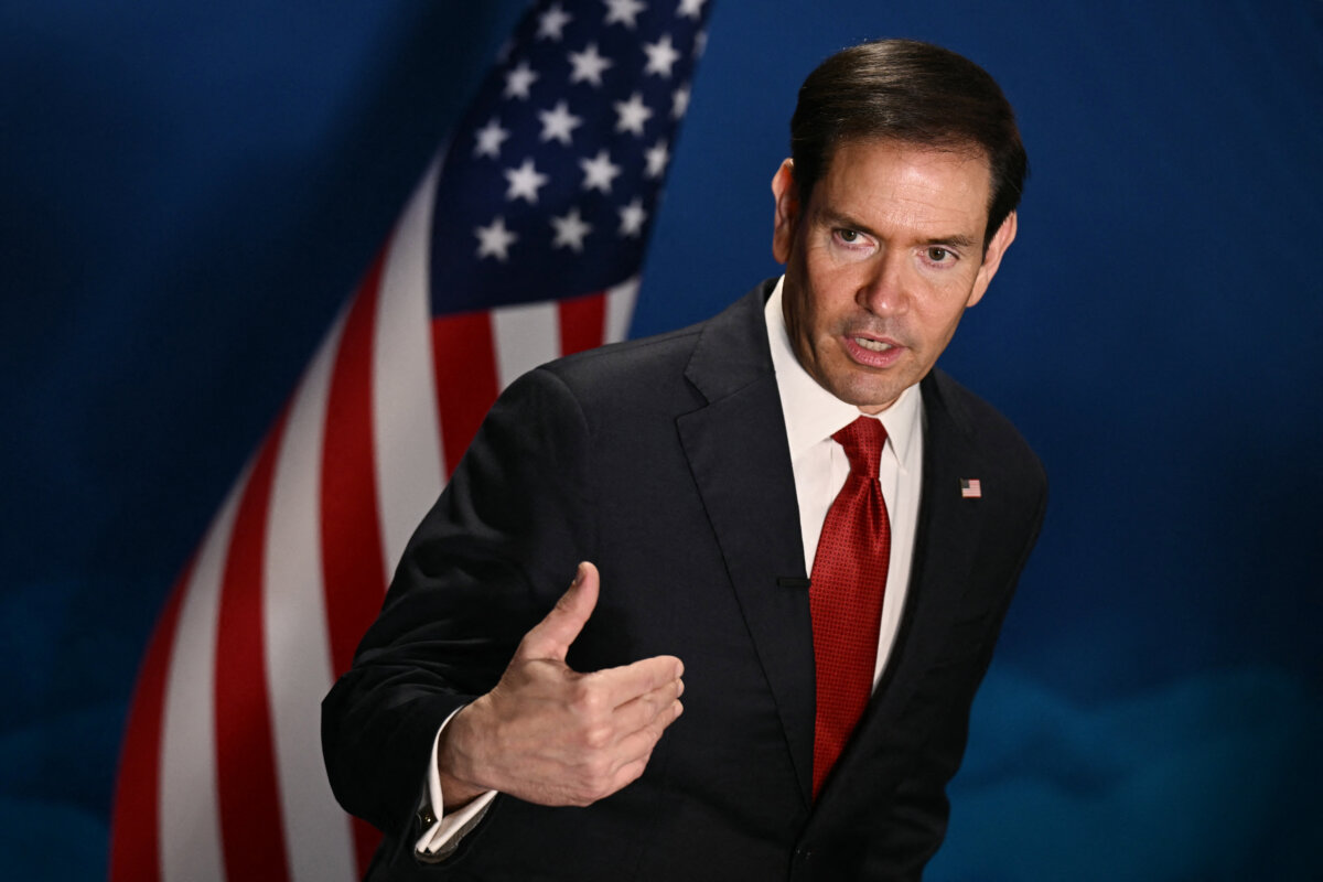 U.S. Secretary of State Marco Rubio speaks to the press on the sidelines of the Association of Southeast Asian Nations (ASEAN) Foreign Ministers Meeting in Pasay, Metro Manila, on July 23, 2026. (Brendan Smialowski/POOL/ AFP via Getty Images)