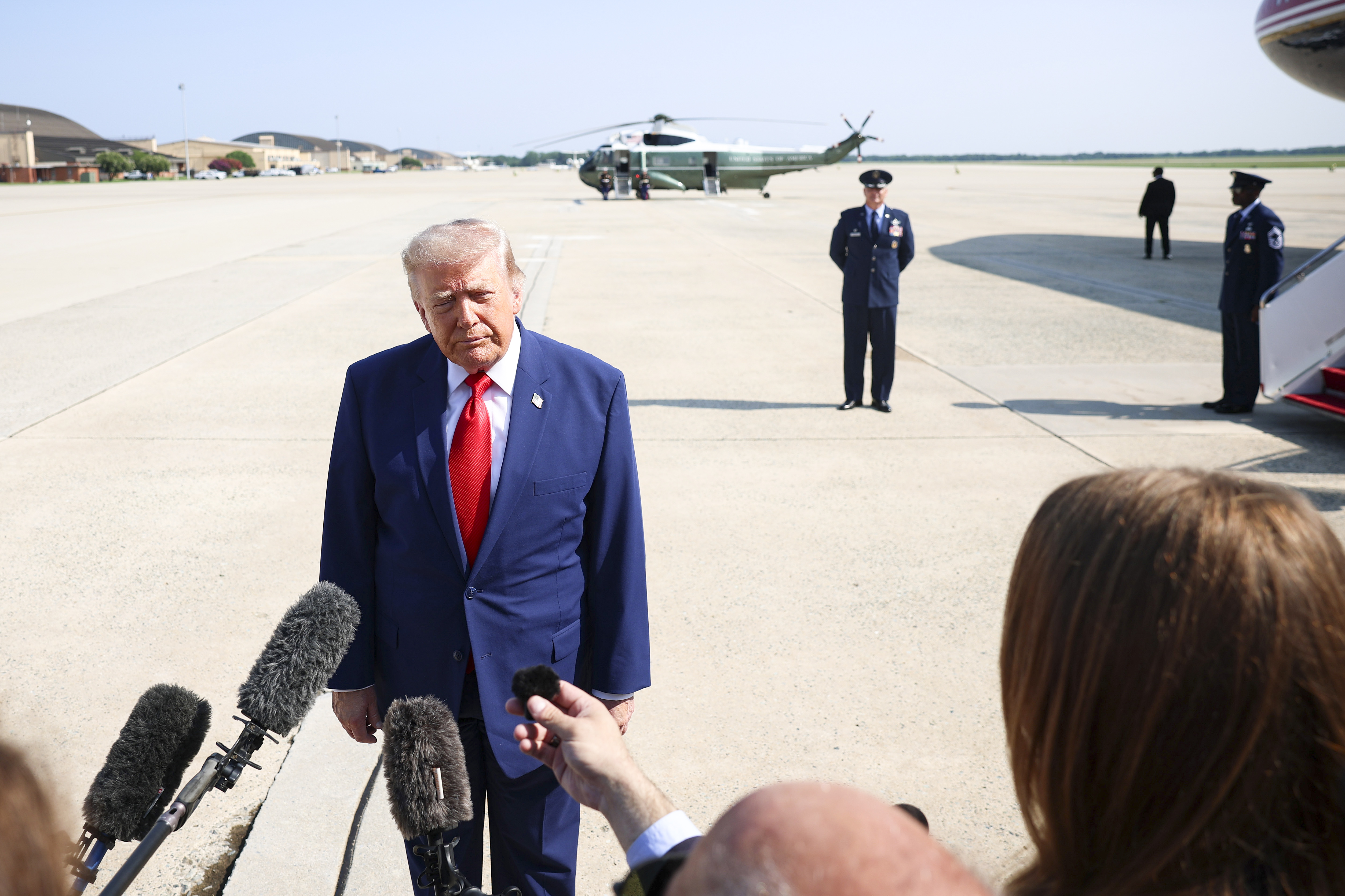 REPLAY: Trump Speaks to Reporters Aboard Air Force One En Route to Michigan