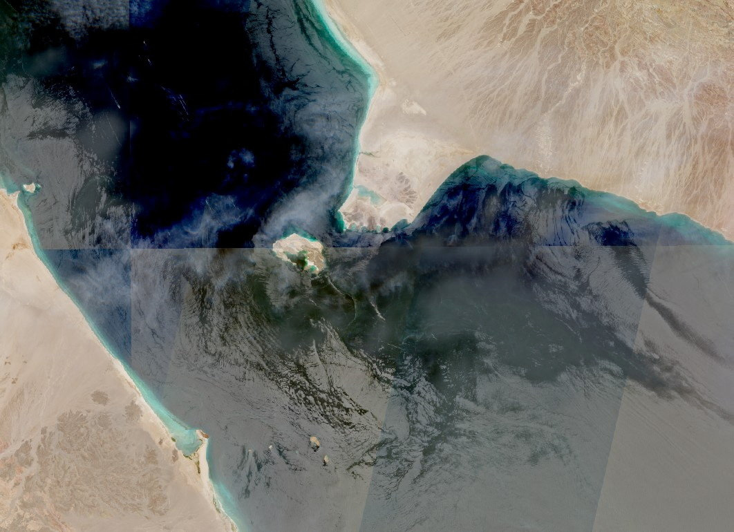 A satellite image shows the Bab el Mandeb Strait, a key shipping waterway and the gateway to the Red Sea, on July 12, 2026. (NASA Worldview/Handout via Reuters)