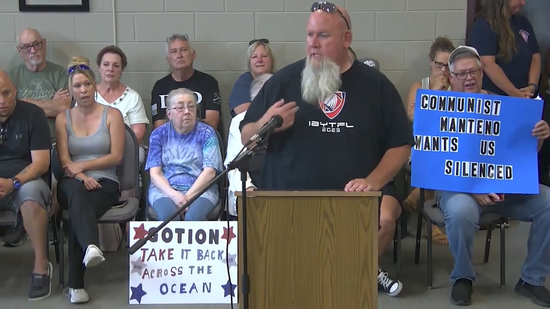 Mike Barry speaks to question Gotion project at the board meeting on June 17, 2024. Courtesy of the board