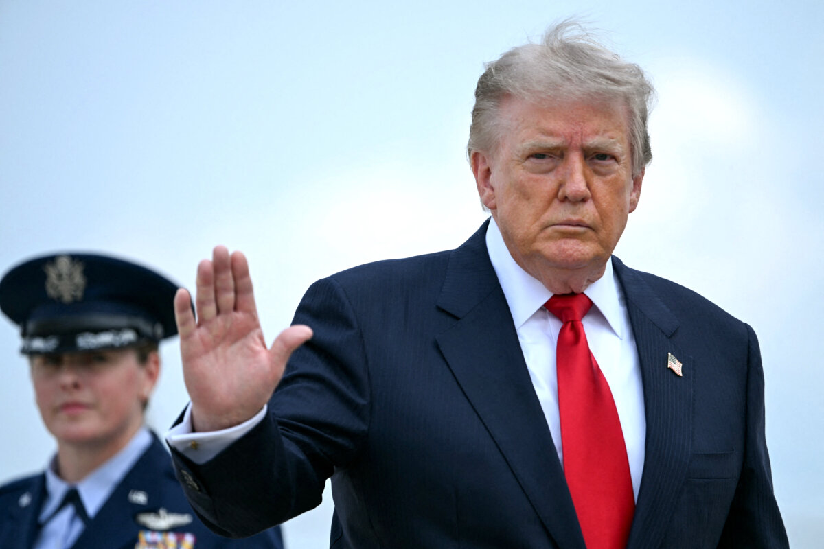 President Donald Trump boards Air Force One at Joint Base Andrews, Md., on July 27, 2026. (Brendan Smialowski/AFP via Getty Images)