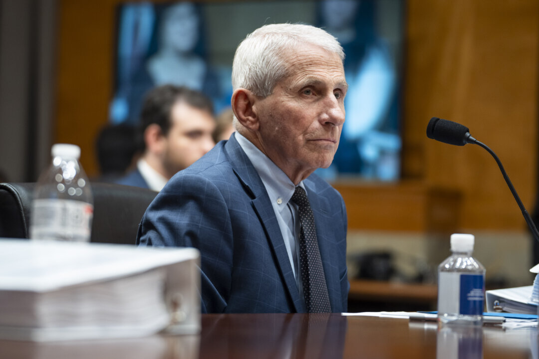 Dr. Anthony Fauci, former director of the National Institute of Allergy and Infectious Diseases at the National Institutes of Health, testifies before the Senate Committee on Homeland Security and Governmental Affairs in Washington on July 29, 2026. (Madalina Kilroy/The Epoch Times)