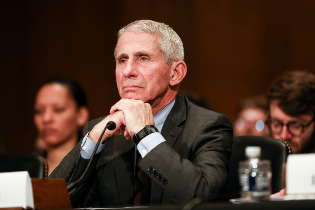 National Institute of Allergy and Infectious Diseases Director Anthony Fauci during a Senate hearing regarding the coronavirus in Washington on March 3, 2020. (Charlotte Cuthbertson/The Epoch Times)