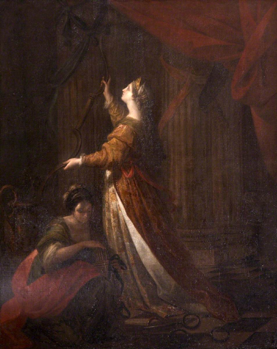 Penelope taking down the Bow of Ulysses