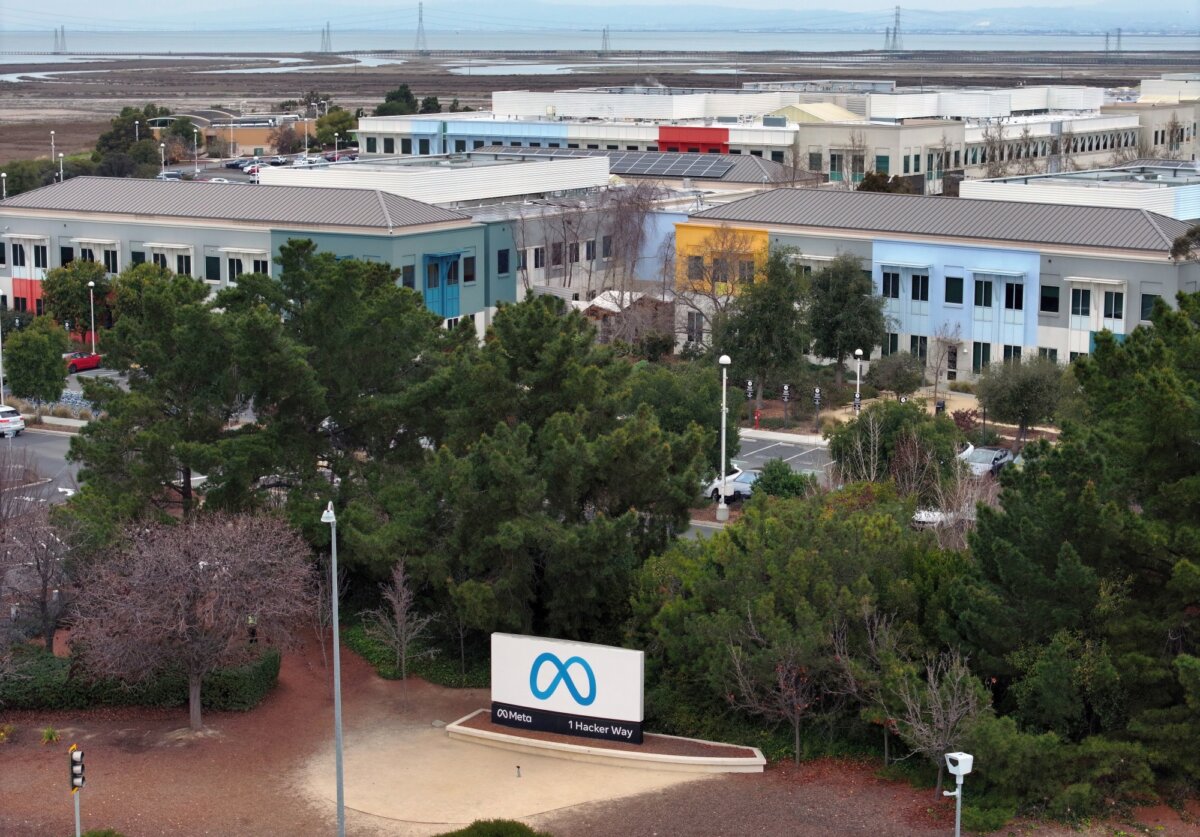An aerial view of Meta headquarters in Menlo Park, Calif., on Jan. 29, 2025. (Justin Sullivan/Getty Images)